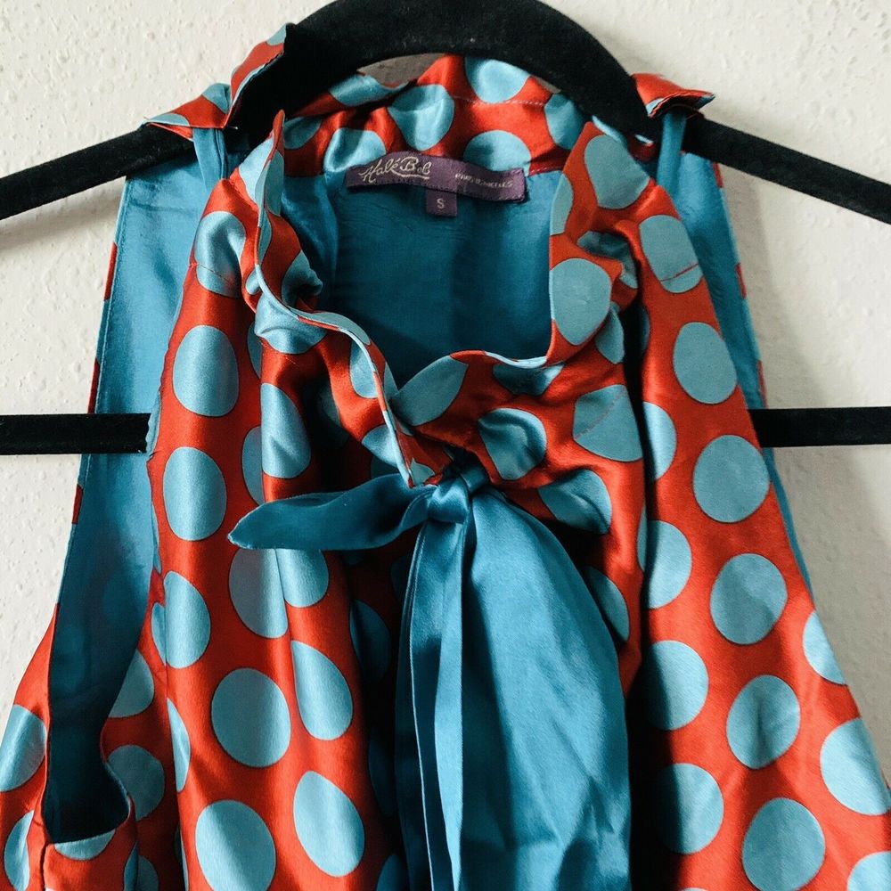 Hale Bob Scarf Top Teal Blue Copper Polka Dot - Picture 5 of 9